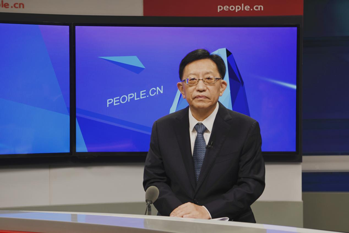 中國(guó)節(jié)能環(huán)保集團(tuán)有限公司黨委書(shū)記、董事長(zhǎng)宋鑫做客人民網(wǎng)。人民網(wǎng)記者 王曉嘯 攝